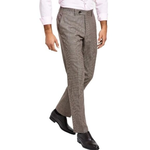 NEW Bar III Check Print Suit Separate Slim Fit Suit Pants Burgundy/Black, 30x32 - Picture 2 of 15